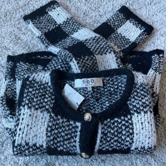 Sea New York Chiyo Check Cropped Cardigan, Medium - Picture 6 of 11